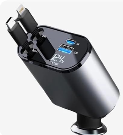 4-in-1 Fast Car Charger – Retractable & Flexible Design